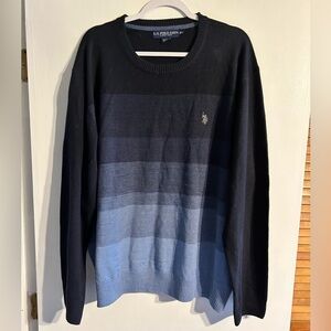 U.S. Polo Assn. Men's Striped Blue Crewneck Sweater